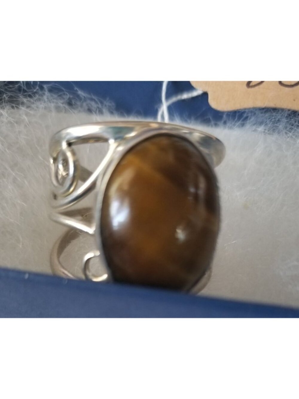 Ring Band Tiger Eye Silver Stone 20 x 15 mm Size 10 Handcrafted 8.4 gr Jerry - Picture 12 of 13